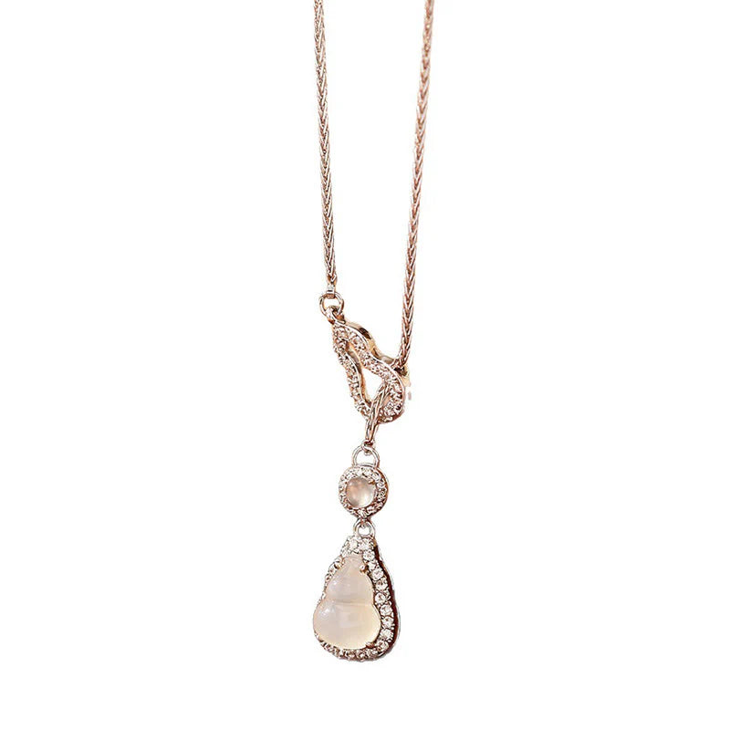 Buddha Stones Double Gourd Chalcedony Copper Positive Necklace Pendant