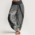 Buddha Stones Pure Cotton Mandala Pattern Parallel Flowers Women's Elastic Waist Harem Pants
