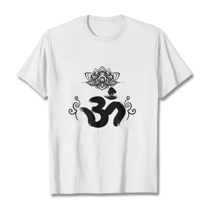 Buddha Stones Om Symbol Sanskrit Floral Tee T-shirt