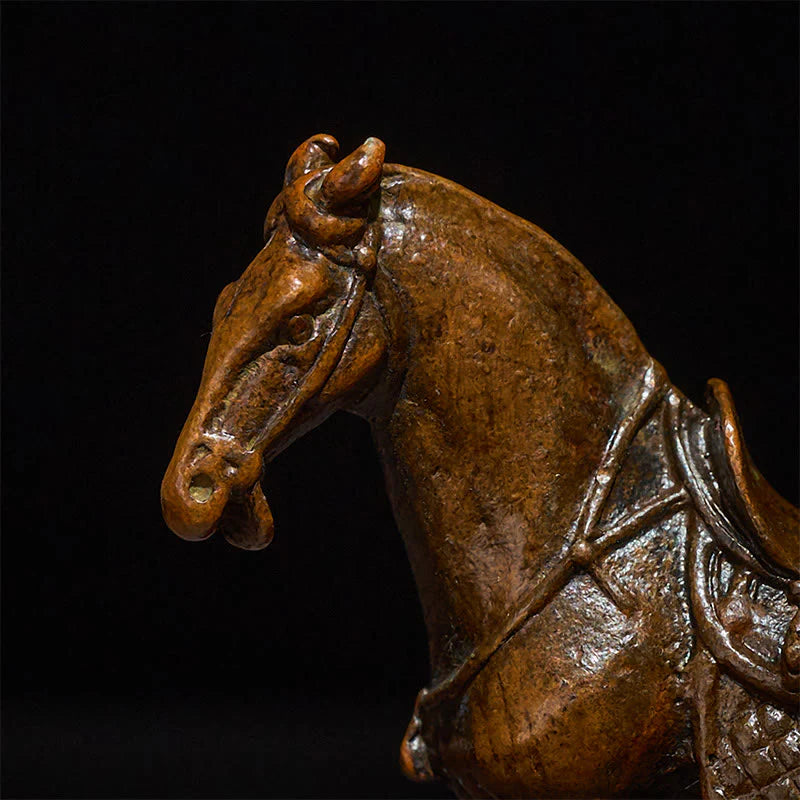 Buddha Stones Ancient Year of the Horse Alloy Home Decoration 7.5*2.6*7 cm