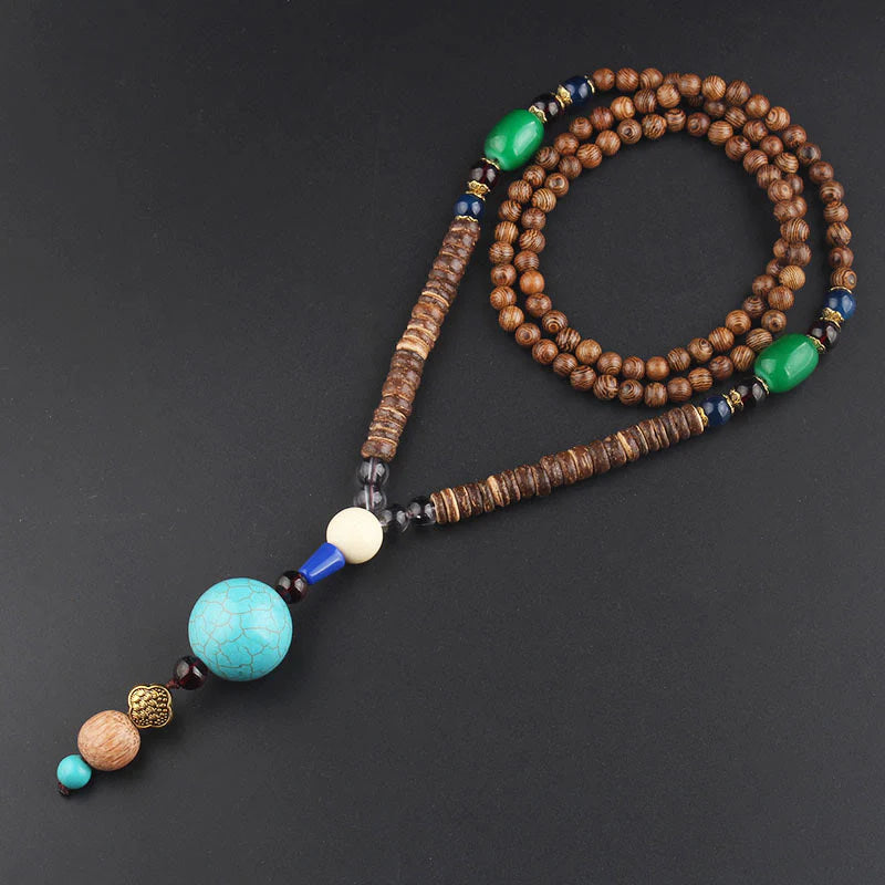 Buddha Stones Tibetan Wenge Wood Bodhi Seed Agate Balance Peace Necklace Pendant (Extra 40% Off | USE CODE: FS40)
