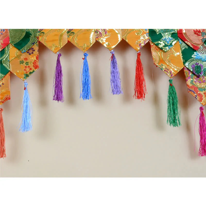 Buddha Stones Tibetan Five Colors Hanging Curtain Prayer Altar Healing Meditation Curtain