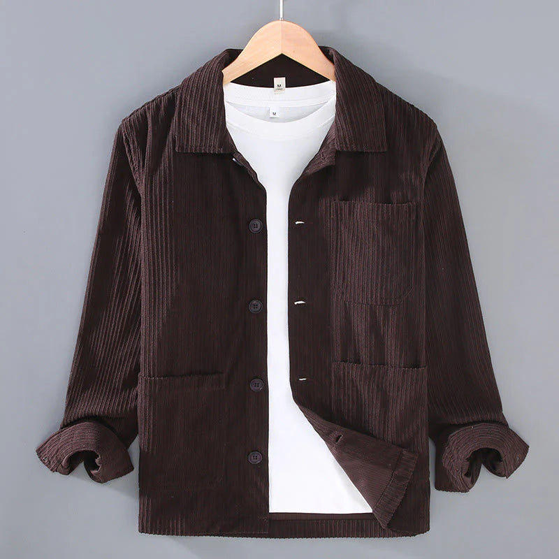 Buddha Stones Fall Lapel Design Long Sleeve Button Men's Jacket With Pockets