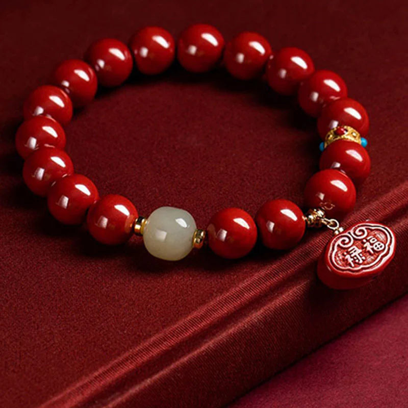 Buddha Stones Cinnabar Jade Healing Protection Charm Bracelet (Extra 35% Off | USE CODE: FS35)