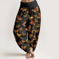 Buddha Stones Cotton Colorful Butterfly Pattern Women's Elastic Waist Harem Pants