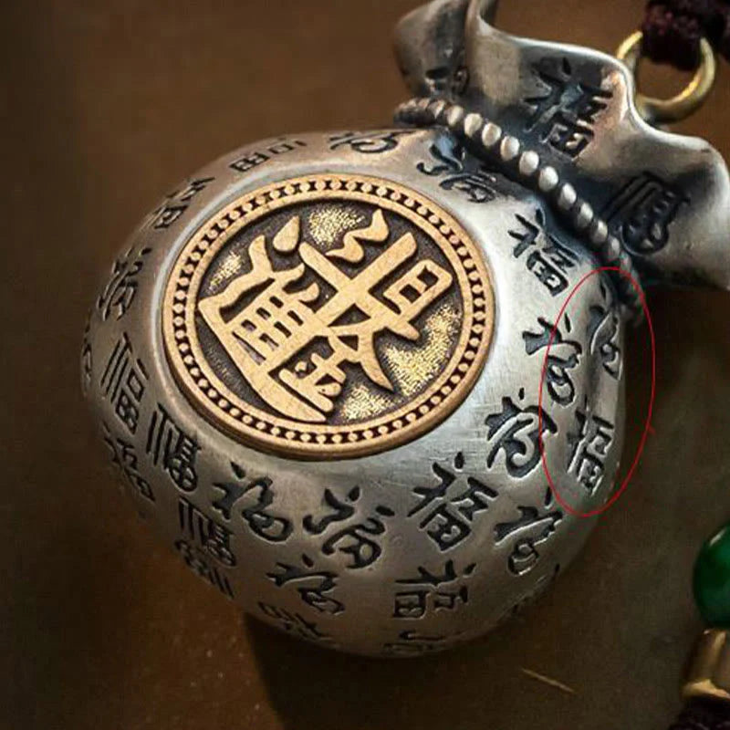 Buddha Stones Fu Character Money Bag Making Money Every Day Fortune Key Chain