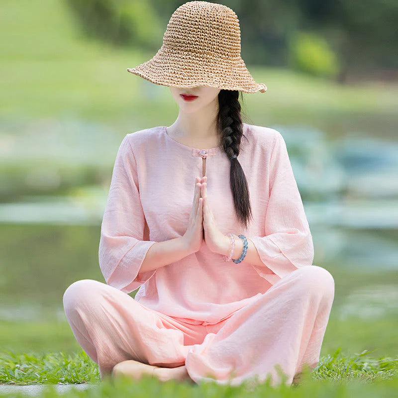 Tai Chi Meditation Prayer Zen Spiritual Morning Practice Clothing Women's Set