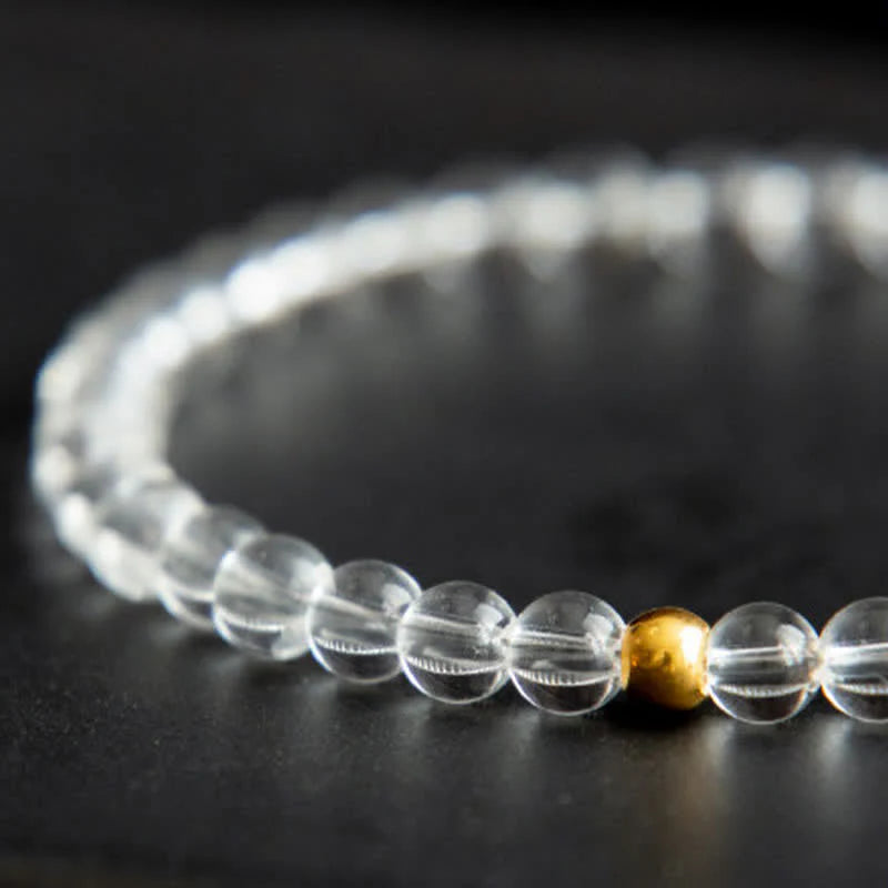 Buddha Stones Natural 4mm Clear Quartz Meditation Bracelet