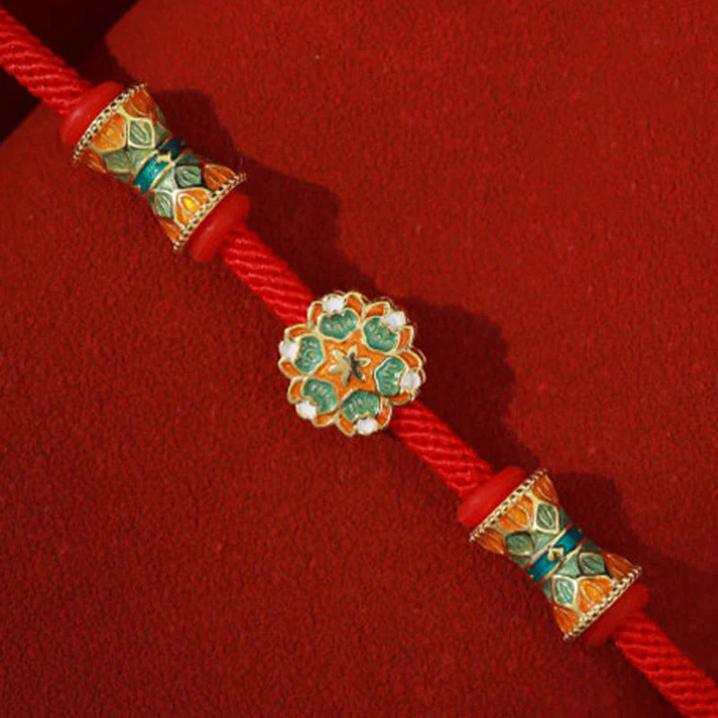 Buddha Stones Dunhuang 925 Sterling Silver Lotus Drum New Beginning Red Rope Bracelet