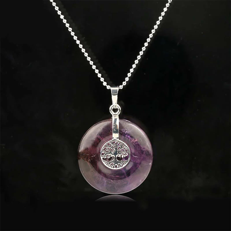 Buddha Stones Various Crystal Rose Quartz Green Aventurine Amethyst The Tree of Life Kindness Necklace Pendant