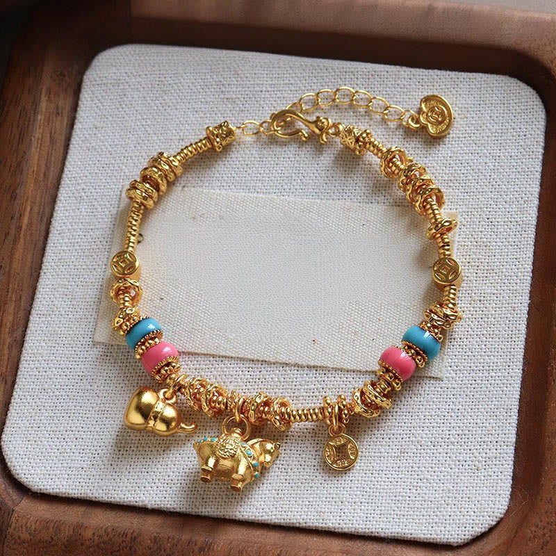 Buddha Stones Year Of The Horse Gourd Copper Coin Copper Balance Bracelet