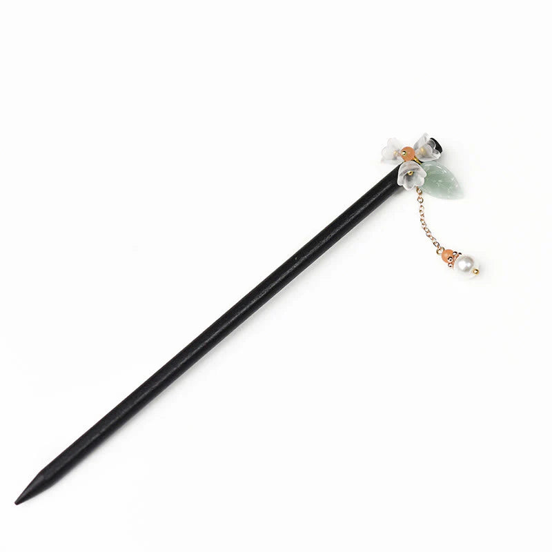 Buddha Stones Ebony Liuli Lily of the Valley Courage Hairpin