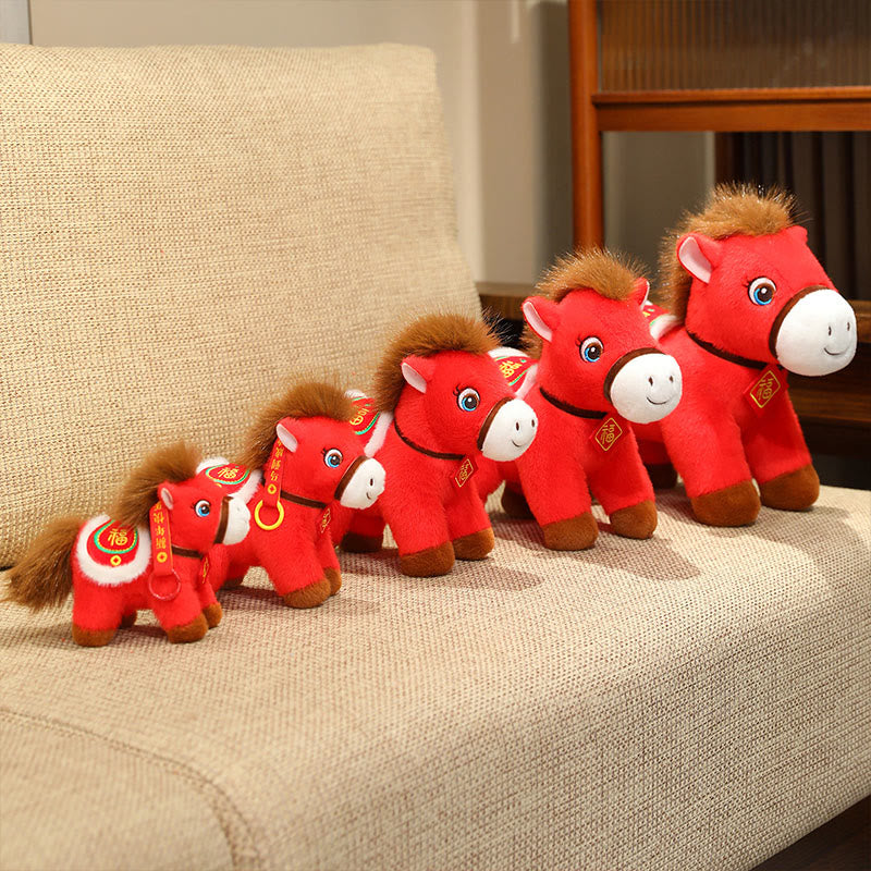 Buddha Stones Year Of The Horse Fu Character Plush Horse Doll Prosperity Fortune Home Decoration