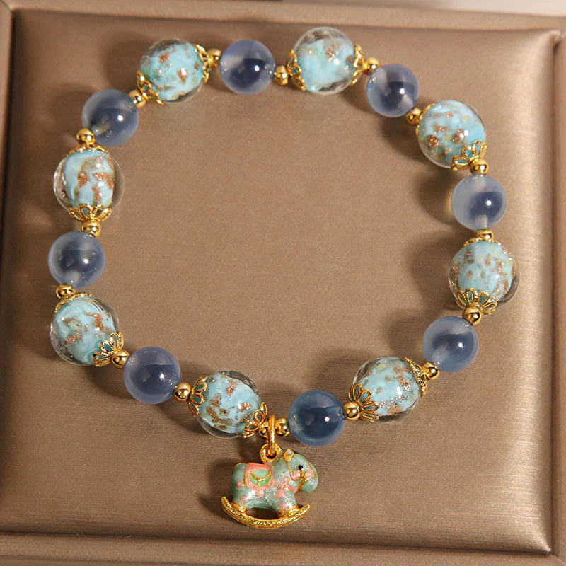 Buddha Stones Natural Candy Agate White Crystal Year Of The Horse Strength Bracelet
