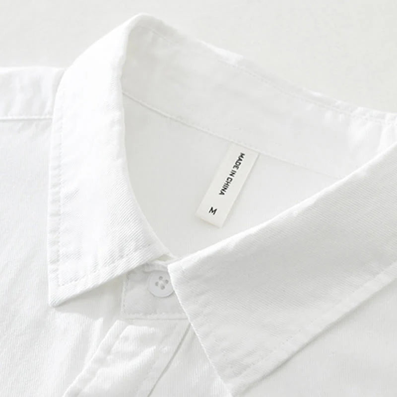 Buddha Stones Artistic Simple Design Embroidery Bamboo Pattern Men's Short Sleeve Cotton Shirt