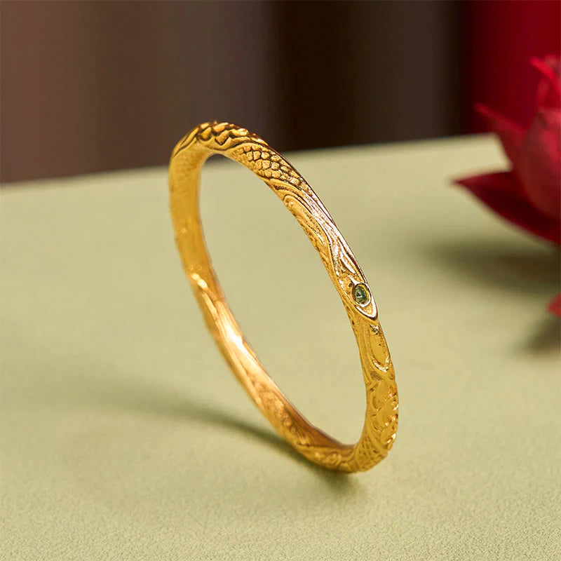 Buddha Stones Hollow Universe Circle Design Copper Plated Gold Wealth Bracelet Bangle