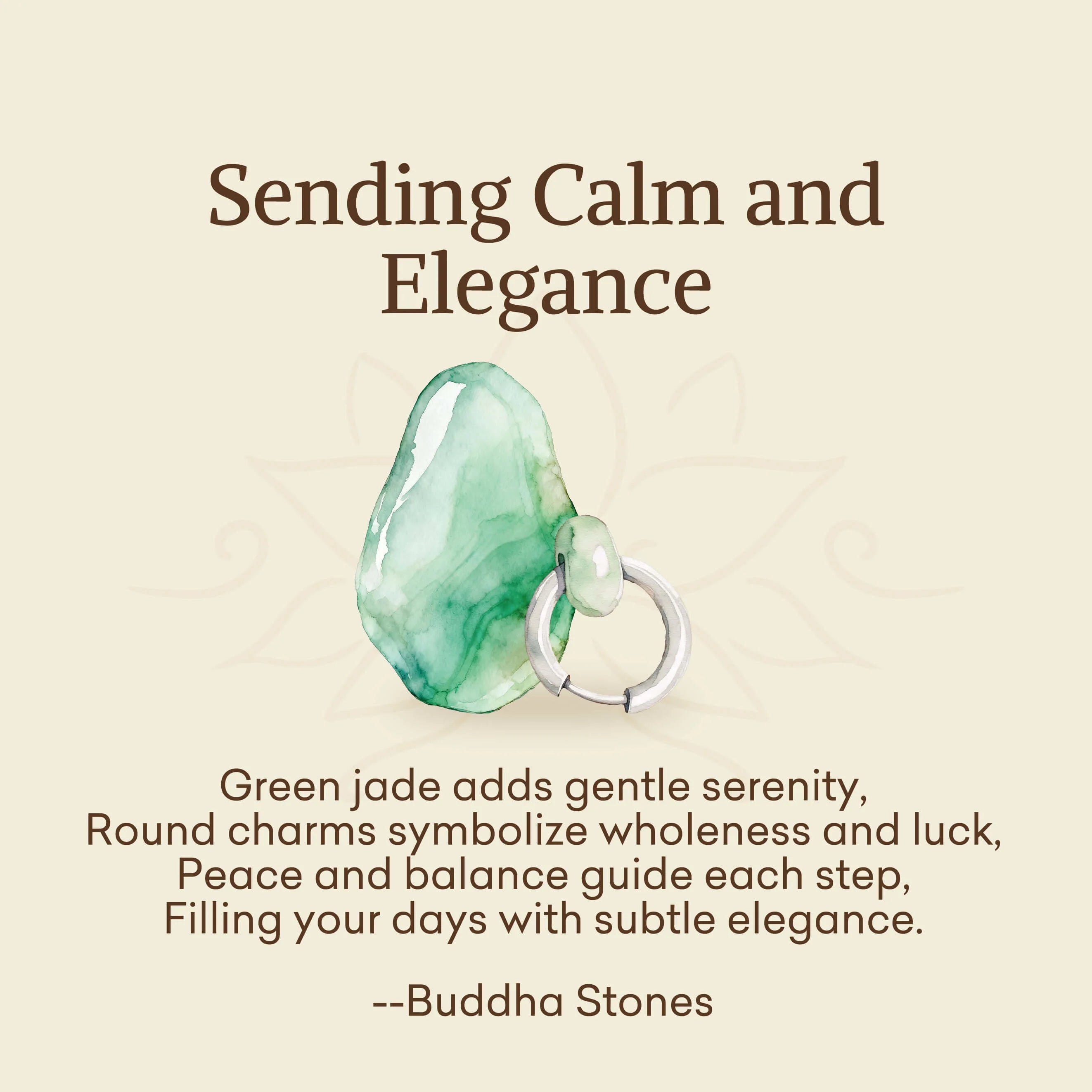 Buddha Stones Sending Calm and EleganceTitanium Steel Jade Earrings Includes Gift Message Card