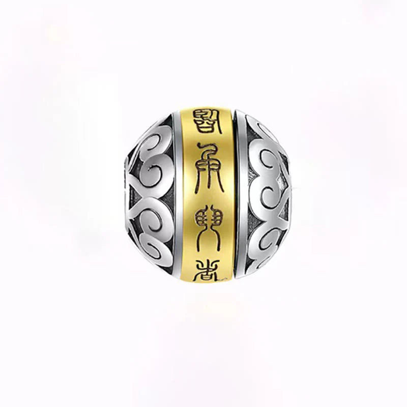 Buddha Stones Taoist Nine-Character Mantra Engraved Amulet Balance Necklace Rotatable Pendant