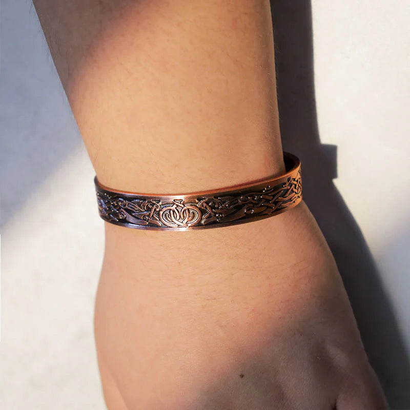 Buddha Stones Viking Birds Magnetic Copper Adjustable Cuff Bracelet Bangle