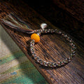 Buddha Stones 990 Sterling Silver Tibetan Handmade Amber Steelyard Weight Wish Protection Bracelet