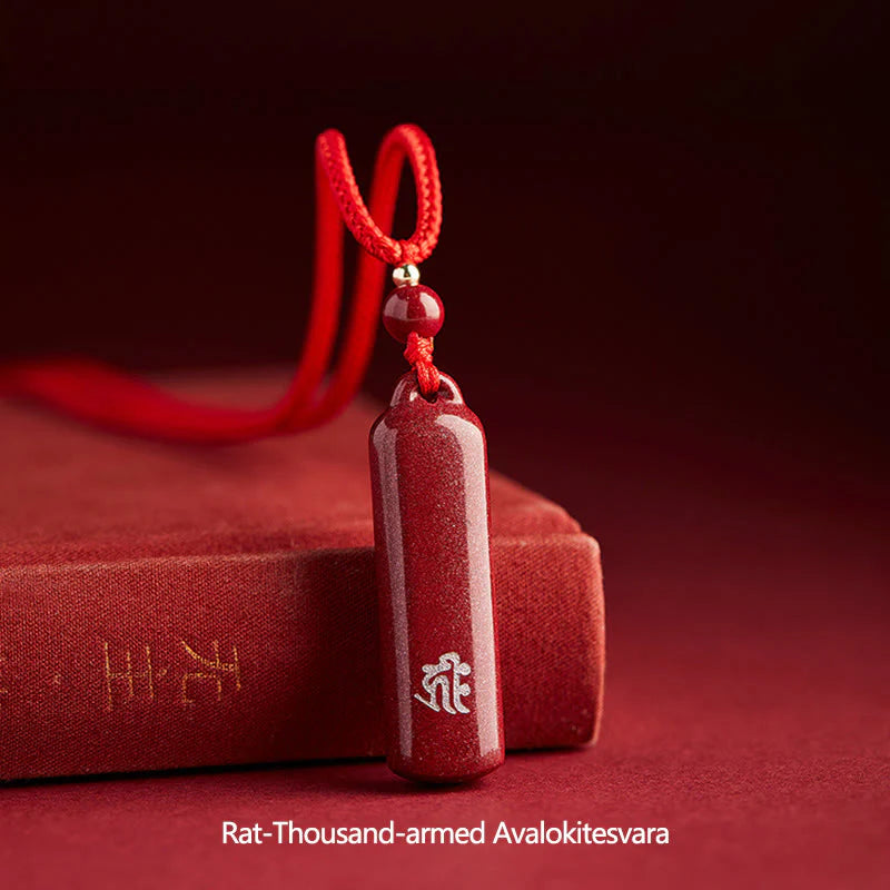 Buddha Stones Chinese Zodiac Natal Buddha Cinnabar Amulet Protection String Necklace Pendant