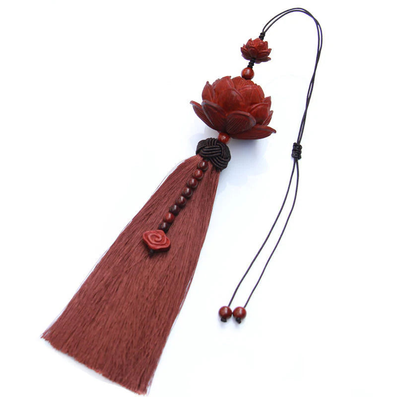 Buddha Stones Tibetan Small Leaf Red Sandalwood Lotus Luck Protection Tassel Decoration (Extra 35% Off | USE CODE: FS35)