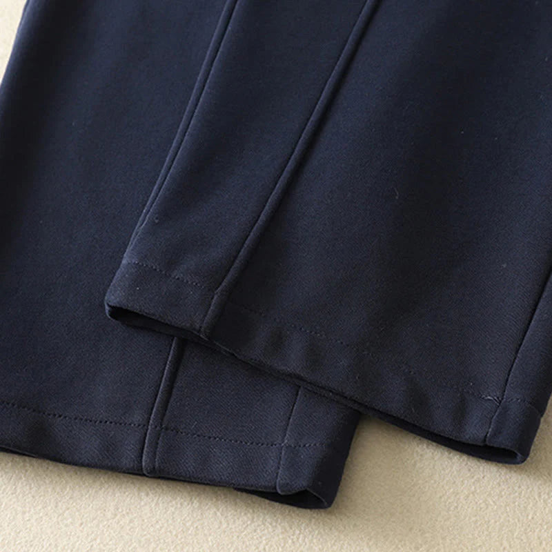 Buddha Stones Midnightblue Zipper Thermal Fleece-lined Women's Wide Leg Pants With Pockets