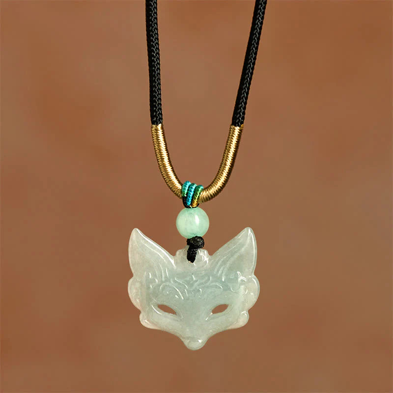 Buddha Stones Fox Mask Prosperity Luck Rope Necklace Pendant