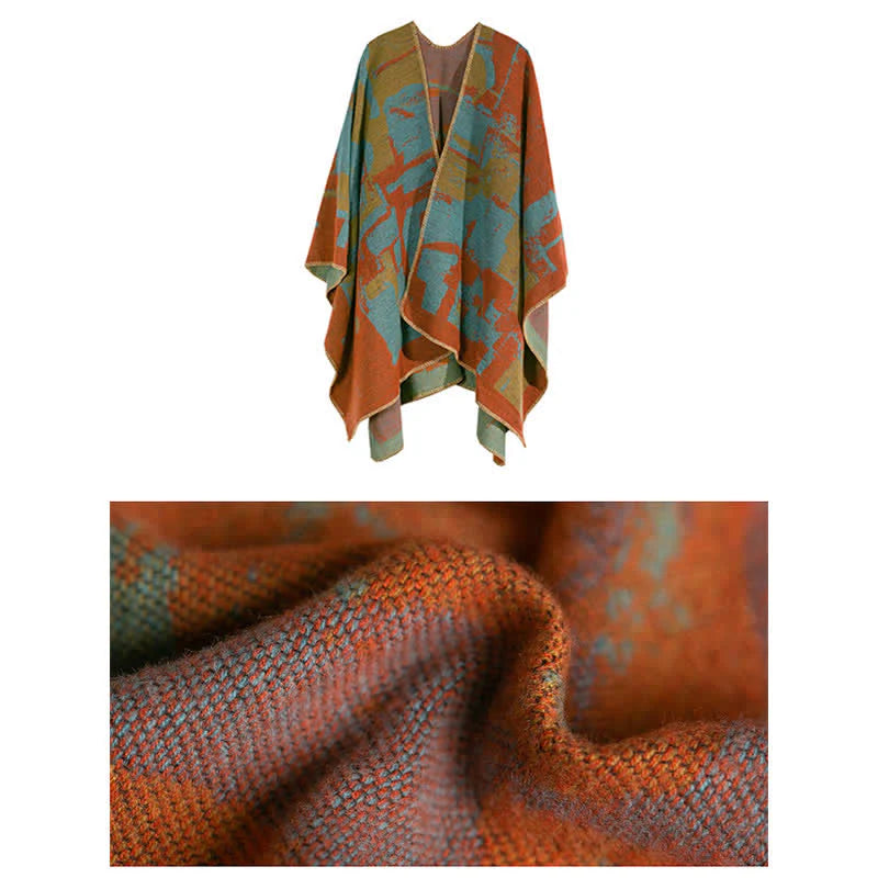 Buddha Stones Tibetan Orange Shawl Warm Cloak Scarf