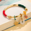 Buddha Stones Pink Crystal Peace Buckle Lucky Flower Love Bracelet Bangle