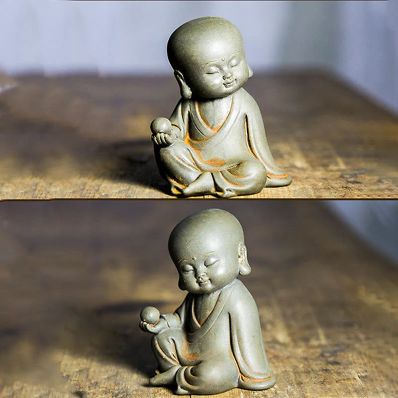 Buddha Stones Handmade Ksitigarbha Kwan Yin Guanyin Avalokitesvara Tathagata Iron Powder Rust Cast Resin Statue Home Decoration