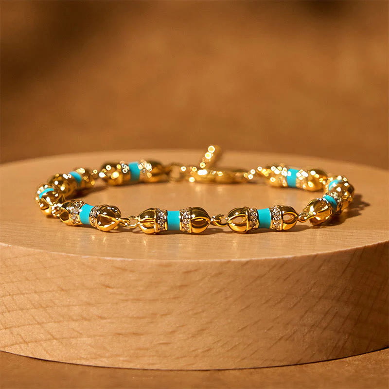 Buddha Stones Copper Brass Plated 24k Gold Vajra Wealth Luck Bracelet