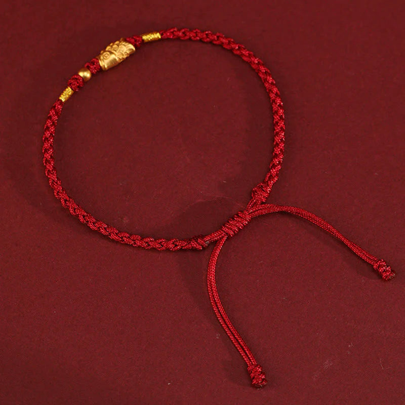 Buddha Stones 999 Gold Luck Protection Koi Fish Handmade Braided String Bracelet
