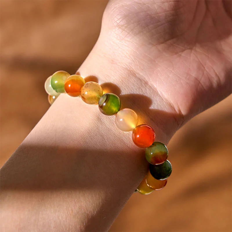 Buddha Stones Natural Colorful Peacock Agate Courage Purify Bracelet