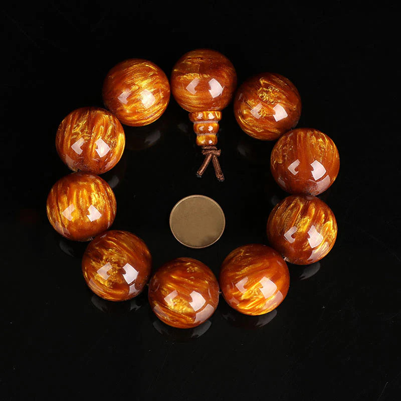 Buddha Stones Golden Sea Willow Success Positive Bracelet Mala