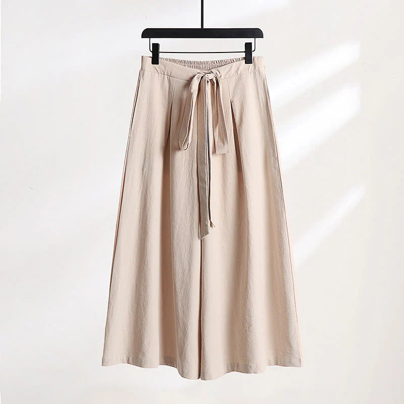 Buddha Stones 2Pcs Fall Lace-up Cotton Kimono Ankle-Length Wide Leg Pants With Pockets Men's Meditation Cloth Set
