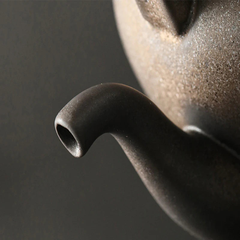 Buddha Stones Retro Brown Chinese Gongfu Tea Ceramic Kung Fu Teapot 700ml With Base