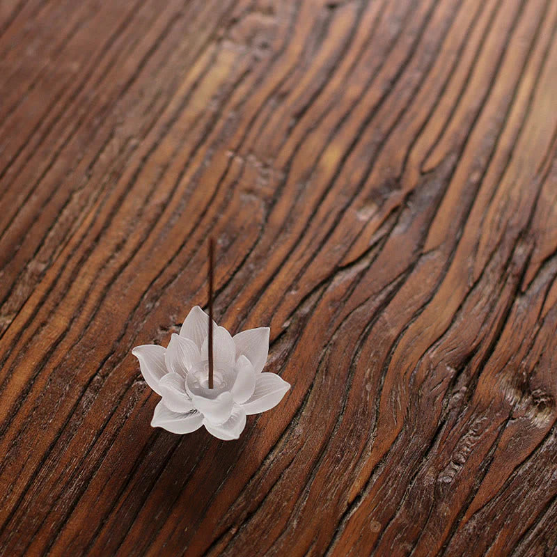 Buddha Stones Mini Lotus Liuli Crystal Healing Meditation Stick Incense Burner