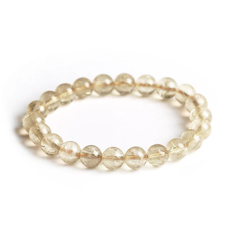 Buddha Stones Natural Golden Rutilated Quartz Auspiciousness Protection Bracelet