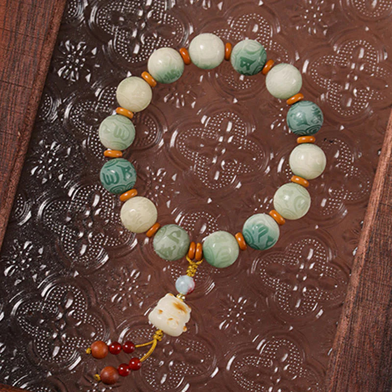 Buddha Stones Gradient Bodhi Seed Om Mani Padme Hum Carved Zakiram Peace Bracelet