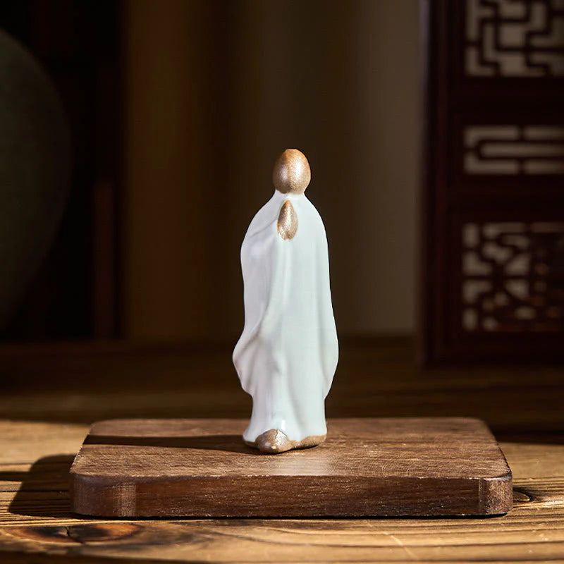 Buddha Stones Meditation Monk Ceramic Statue Serenity Home Decoration