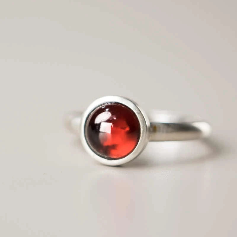 Buddha Stones Natural 925 Sterling Silver Garnet Adjustable Protection Ring