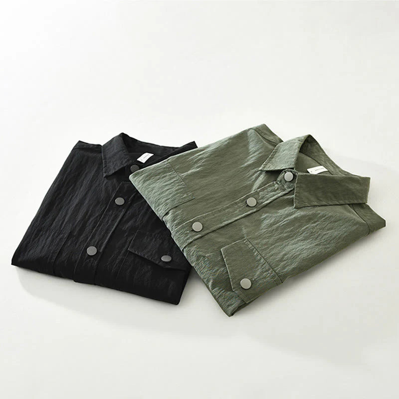 Buddha Stones Daily Long Sleeve Buttons Simple Design Men's Shirt With Pockets