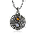 Buddha Stones Snake Yin Yang Symbol Copper Wealth Necklace Pendant