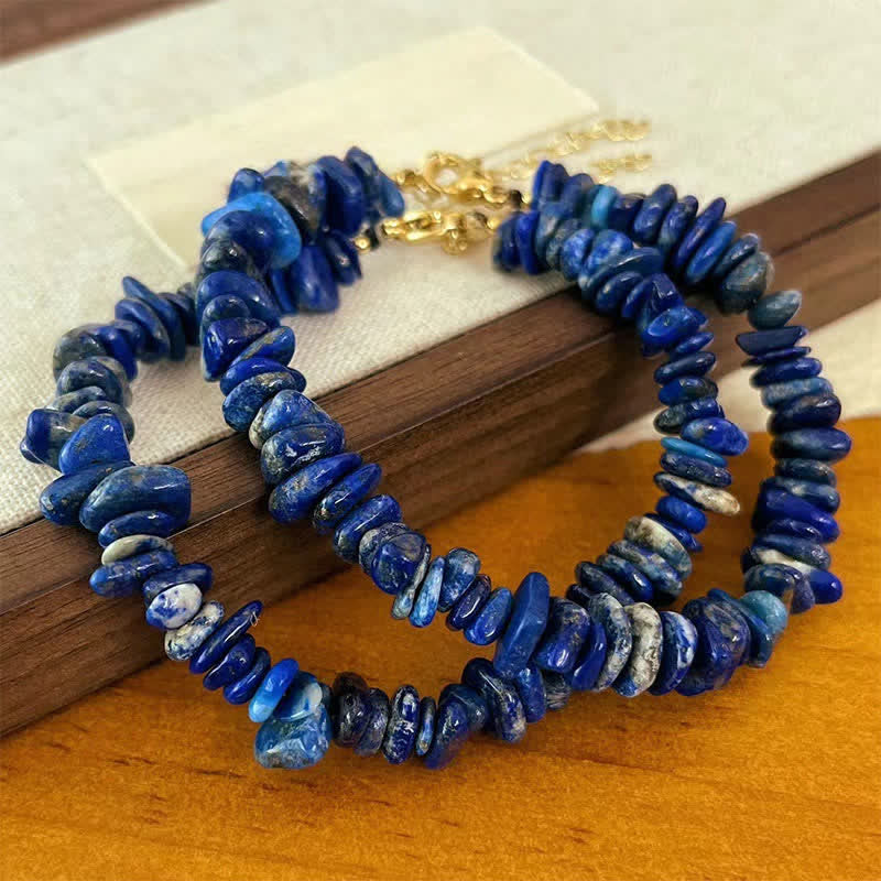 Buddha Stones Natural Irregular Design Lapis Lazuli Lazurite Positive Bracelet