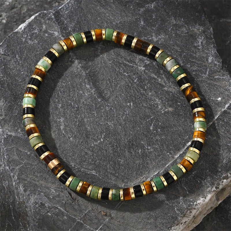 Buddha Stones Natural Hematite Tiger Eye Stones Support Bracelet