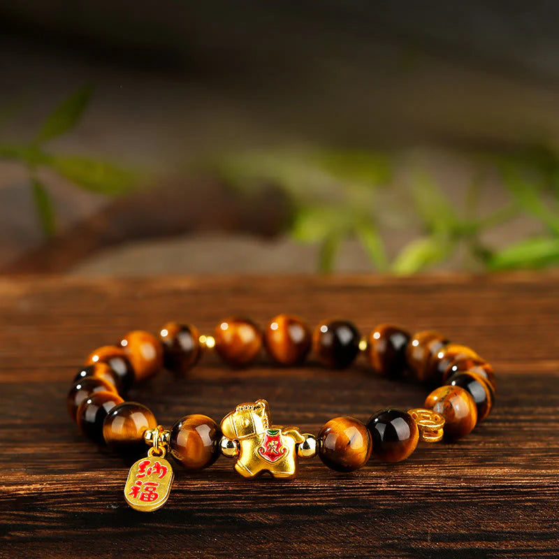 Buddha Stones Year Of The Horse Tiger Eye Courage Bracelet