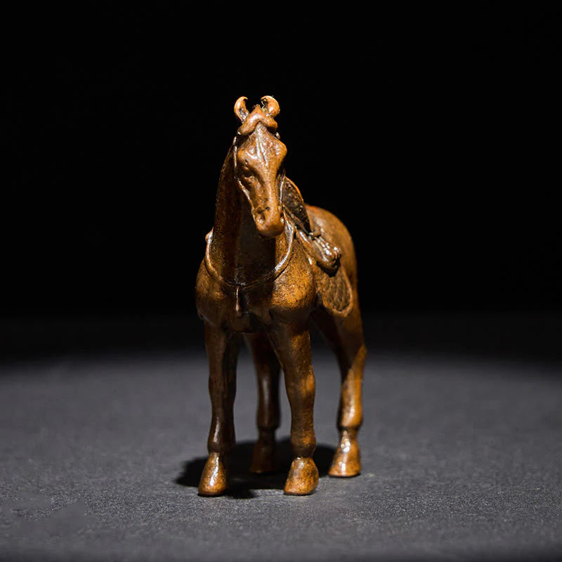 Buddha Stones Ancient Year of the Horse Alloy Home Decoration 7.5*2.6*7 cm