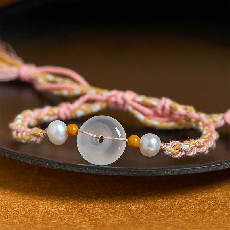 Buddha Stones Chalcedony Peace Buckle Positive Bracelet