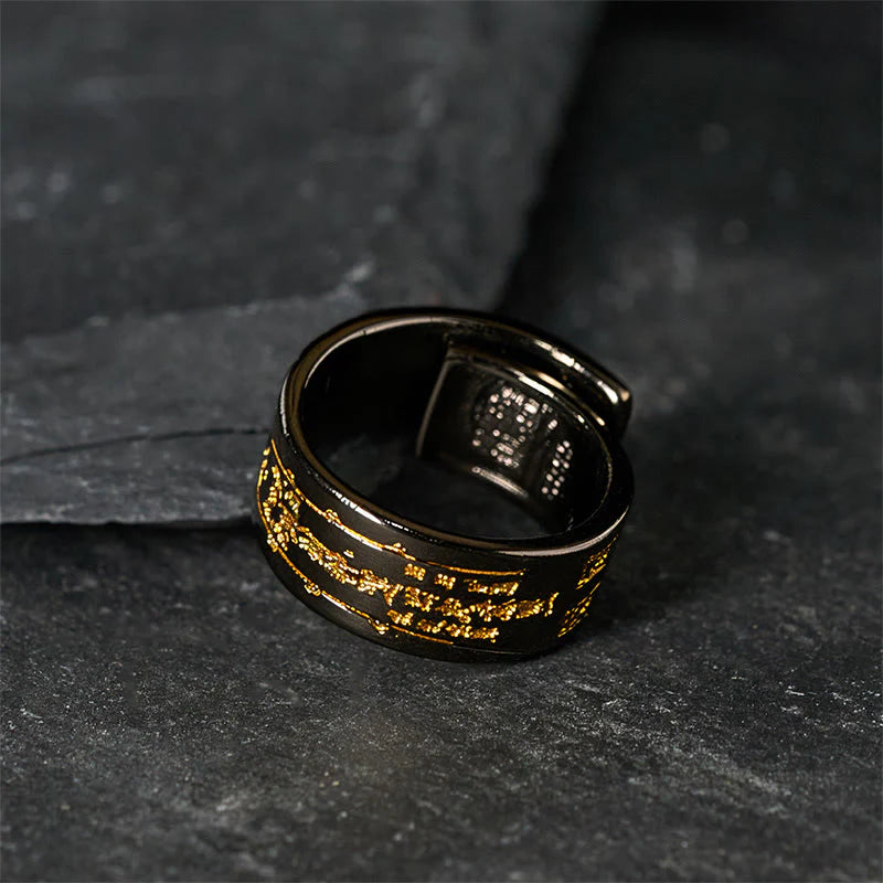 Buddha Stones Copper Word Adjustable Balance Ring